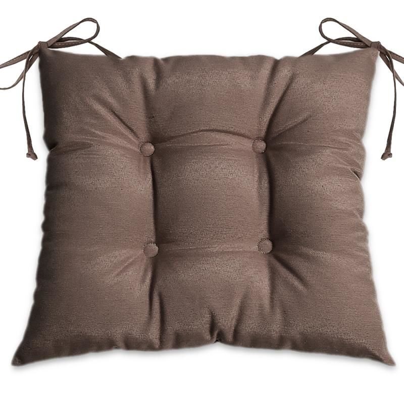 Подушка для сиденья Аликанте 42х42 с завязками шоколад