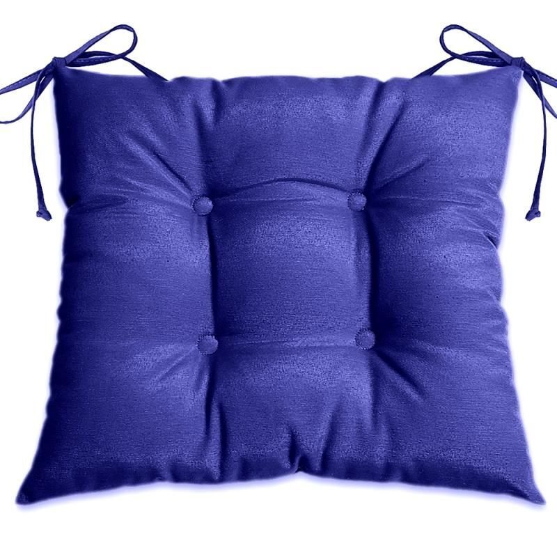 Подушка для сиденья Аликанте 42х42 с завязками синий